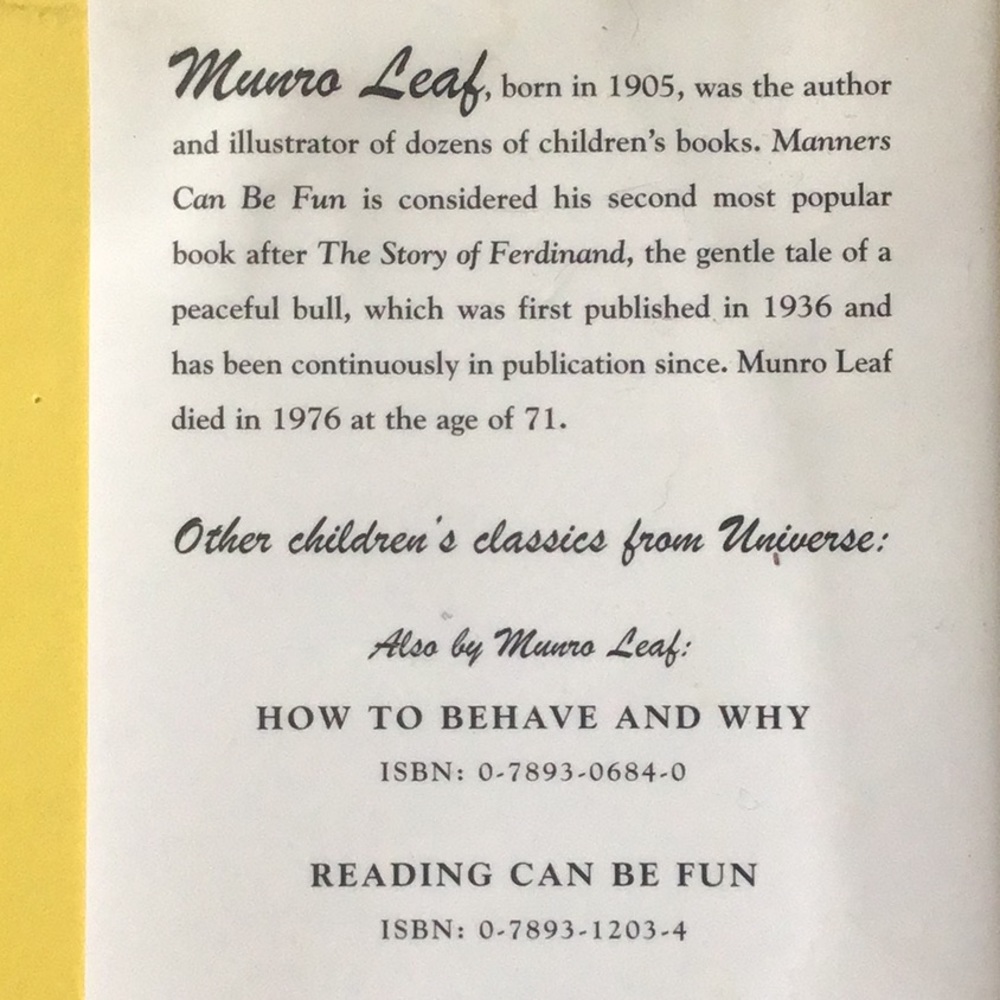 🌟DONATED🌟Classic Book😃Manners Can Be Fun by Munro Leaf - Picture 5 of 9